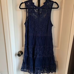 Large Navy Lace Overlay Dress